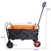 SEVOBAL Utility Storage Cart Mini Folding Garden Shopping Beach Trolley With Brakes On Wheels, Brake And Orange And Black, 30.31"*15.16"*36.22" - 3 of 4