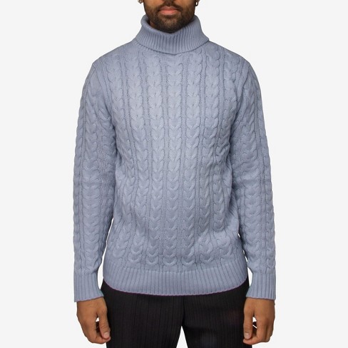 Sweaters for Men - Men Turtleneck Cable Knit Sweater (Color : Navy Blue,  Size : X-Large)