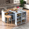 Expandable Rolling Kitchen Island Cart with Power Outlets, LED Lights & Fluted Glass Doors, 56.3" Kitchen Table-3irtyhousy - 3 of 4