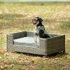Gulches Outdoor and Indoor Waterproof Pet Furniture - PE Wicker Pet Sofa with Cushion in Dark Gray - 2 of 4