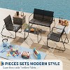 4 Pieces Patio Furniture Set Outdoor Conversation Set With Glass Coffee Table Textilene Fabric Loveseat and 2 Single Chairs for Backyard - 3 of 4