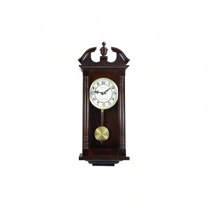 Classic Chiming Wall Clock with Swinging Pendulum in Cherry Oak Finish, 4.75 Inch Lx 11.75 Inch Wx 27.50 Inch H, Elegant Home - 1 of 4