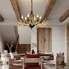 YIYIBYUS Farmhouse 6-Light Chandeliers with Resin Antlers, Wagon Wheel Vintage Style Chandelier - 2 of 4