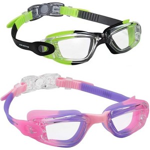 Link Active Kids Swim Goggle With Fast Clasp Technology UV Protection Leak & Fog Proof Wide View Boys & Girls Ages 3-9  2 Pack - 1 of 4