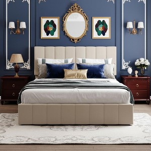 Merax Upholstered Platform Bed with Hydraulic Lift-Up Storage - 1 of 4