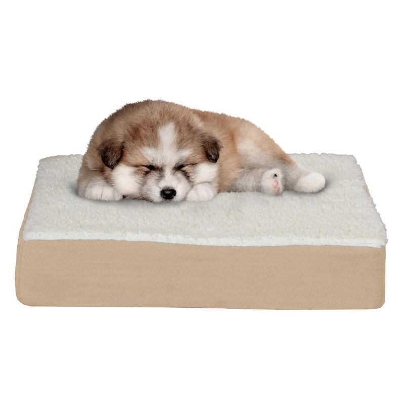 Orthopedic Dog Bed – 2-Layer Memory Foam Dog Bed with Machine Washable Cover – 20x15 Dog Bed for Small Dogs up to 20lbs by PETMAKER (Tan), 1 of 8