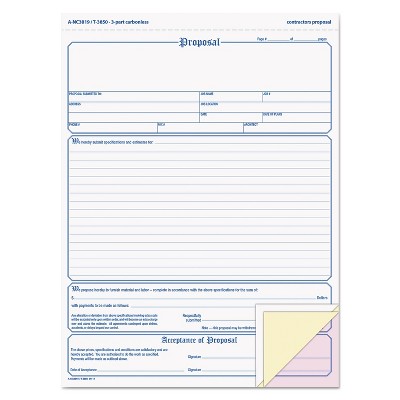 Adams Contractor Proposal Form 3-Part Carbonless 8 1/2 x 11 7/16 50 Forms NC3819