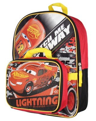 Disney Cars Boys Lightning McQueen Backpack with Lunch Bag Water