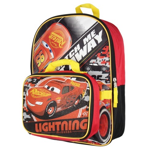 Disney Cars Lightning Mcqueen 16 Backpack And Lunch Box Set For