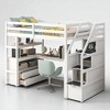 Twin Loft Bed with Desk, Shelves, Drawers, and Storage Staircase, Solid Wood Frame in White, Space-Saving Kids Bed - 2 of 4