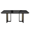 Modern 6 Seater Dining Table with Gold Accents, Black & Gold - 2 of 4
