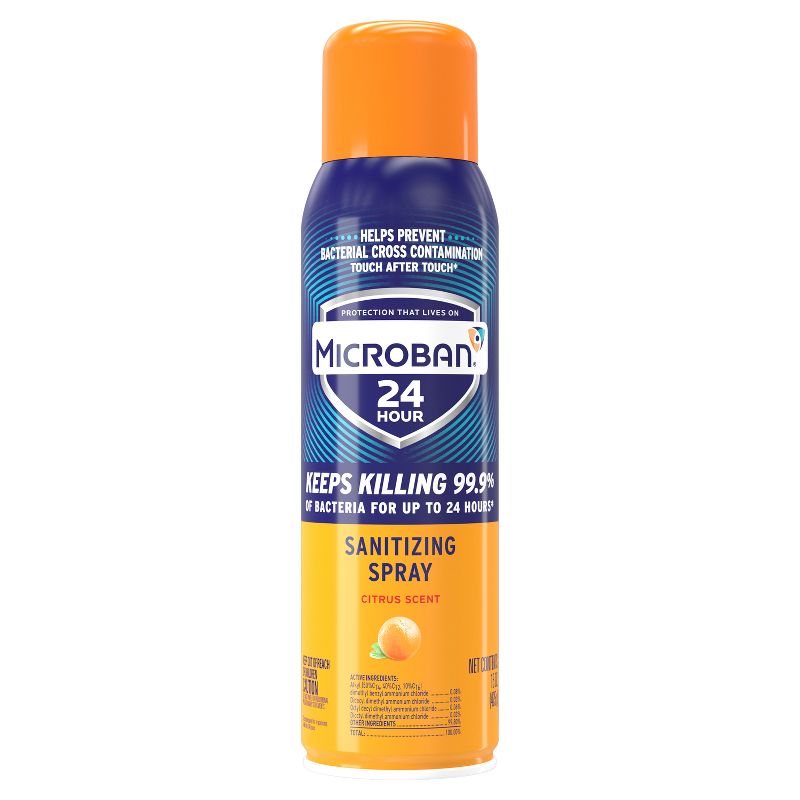 Microban Citrus Scent 24 Hour Disinfectant Sanitizing Spray - 15 fl oz, 1 of 17
