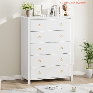 Nursery 4/5 Drawers Dresser for Bedroom, 37Inch/45 Inch Tall Chest of Drawers, Modern Clothes Storage Cabinet & TV Stand, Wood Drawer Organizer - 1 of 4