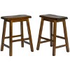 Legacy Decor Set of 2 Distressed Saddleback Wooden Stools - 3 of 4