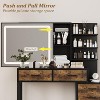 Makeup Vanity Desk with Sliding Mirror and Lights, Large Dressing Table with Charging Station, 3 Lighting Modes, 5 Large Drawers for Bedroom, Brown - 3 of 4