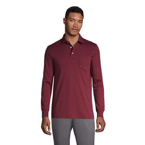 Lands' End mens Long Sleeve Supima Polo Shirt at  Men’s Clothing store