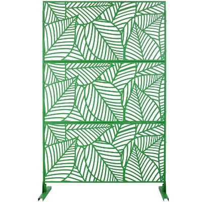 Grungis Matrix Metal Decorative Patio Screens,Freestanding Decorative Privacy Fence Panels with Leaf Pattern for Deck Balcony,76" H×48" W