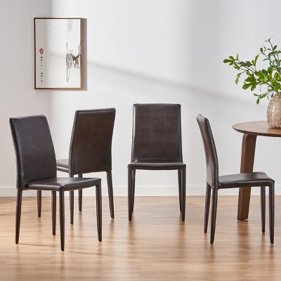 GDFStudio Baron Contemporary Upholstered Stacking Dining Chairs (Set of 4)