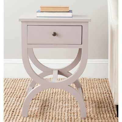 Dalat Vintage White Poplar Wood Night Table with Zinc Knob