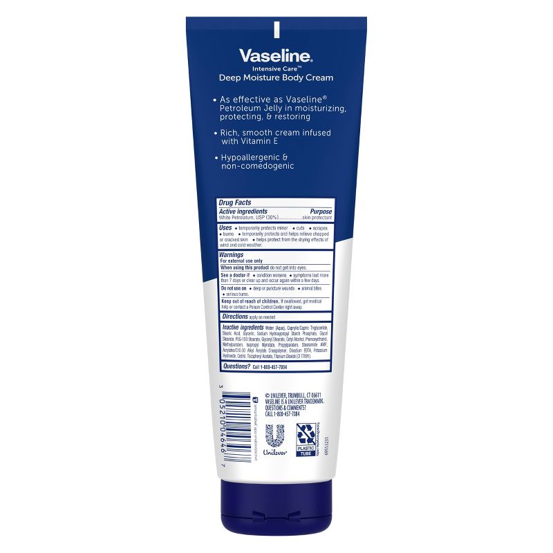 Vaseline Intensive Care Deep Moisture for Severely Dry Skin Body Cream Unscented - 9oz, 4 of 8