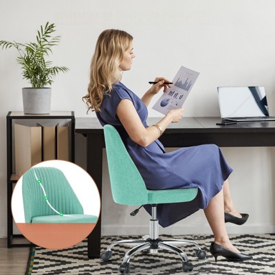 DSVIMOY Office Chair with Cross-Leg and Adjustable Height, Armless Swivel Chair for Home Office, Green, 20.4"*22.8"*29.3"
