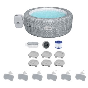 Bestway Coleman Honolulu AirJet Inflatable Hot Tub with EnergySense Cover, 6-Pack SaluSpa Spa Seat and 6 Sets of SaluSpa Padded Headrest Pillows - 1 of 4