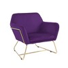 Velvet Accent Chair with Full Foam Seat and Metal Base for Living Room - 2 of 4