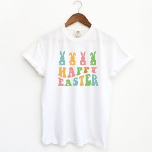 Simply Sage Market Women's Happy Easter Pastel Bunnies Short Sleeve Graphic Tee - 1 of 3