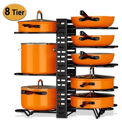 MaseiKar Pot Organizer Rack 8 Tiers Pots and Pans Organizer, Pot Lid Organizer for Kitchen Cabinet Cookware Organizers and Storage,Upgraded