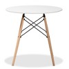 Varen Plastic and Wood Dining Table White/Oak Brown/Black - Baxton Studio: Round Kitchen Table for Small Spaces - 2 of 4