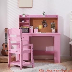 Study Desk and Chair Set w/ Bookshelf, Bulletin Board, and Cabinets - Ideal for Boys and Girls Ages 3-8 - 1 of 4