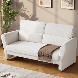 Modern Loveseat Sofa, Modern Boucle Accent Chair, Plush Upholstered Armchair - 1 of 4