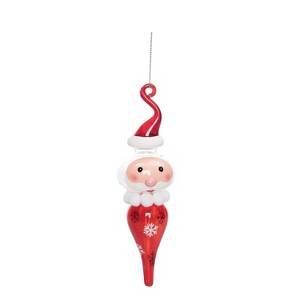 Transpac Glass 7 in. Holiday Whimsy Santa Head Ornament - 1 of 2