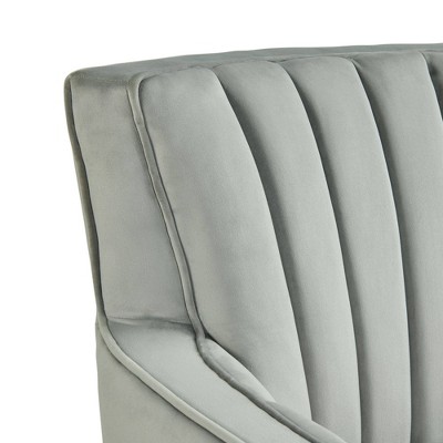 Contemporary Royale Gun Metal Velvet Swivel Accent Chair