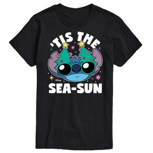 Men's - Lilo and Stitch - Tis the Sea-Sun Christmas Short Sleeve Graphic T-Shirt - 1 of 4