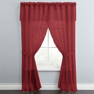 BrylaneHome BH Studio Sheer Voile 5 Piece One-Rod Curtain Set