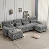 Modular Sectional Sofa with Ottomans, Chenille Fabric Sofa Couch with 4-Position Adjustable Backrest & Pillows - ModernLuxe - 2 of 4