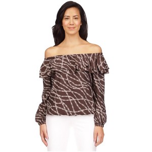 Michael Kors Womens Printed Off the Shoulder Blouse - 1 of 1