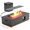 BDELITE 50,000 BTU Outdoor Fire Pit Table with LED Light, Propane Tank, Windshield, Glass Stone and Rain Cover-42*20*12 Inch, Black - 2 of 4