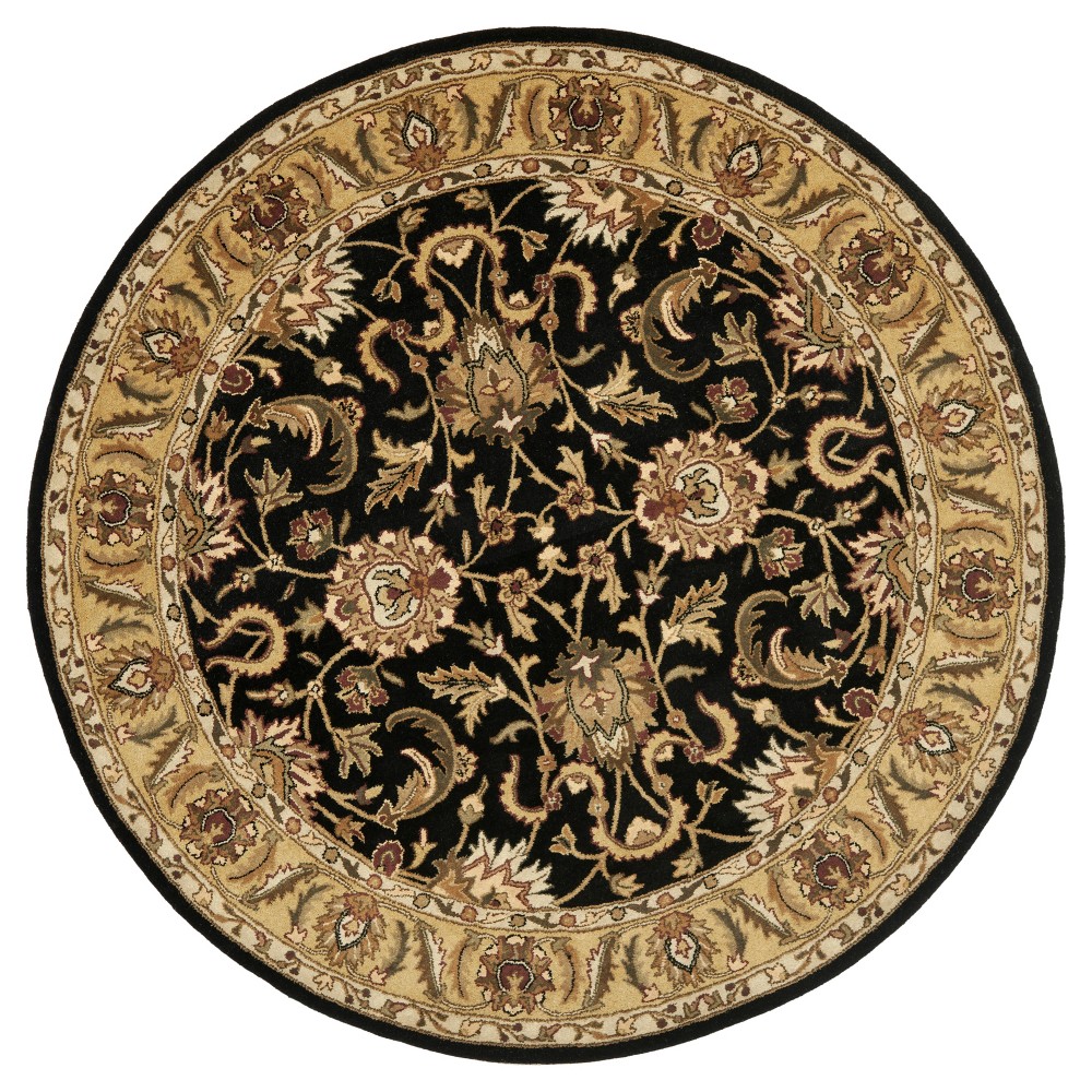 Black/Gold Botanical Tufted Round Area Rug - (6' Round) - Safavieh