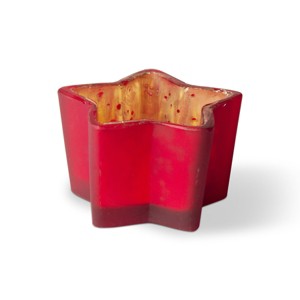 tagltd Christmas Holiday Red Star Shaped Glass Tealight Candle Holder, Tabletop Mantel Centerpiece Decorations 2.0L x 2.0W x 3.0H inches - 1 of 4