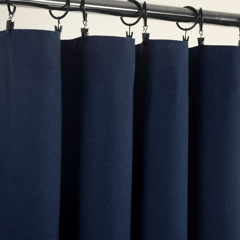 Linen Button 100% Lined Blackout Window Curtain Panel Navy/White Single 40X84, 3 of 7