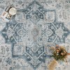 MontVoo Machine Washable Oriental Floral Area Rug Blue - 3 of 4