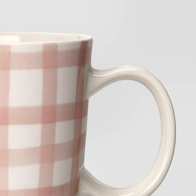 16oz Stoneware Mug Dark Pink Plaid - Threshold&#8482;_1