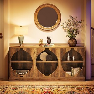 Hommoo 3-Tier Farmhouse Long Console Table Rustic Brown - 1 of 4