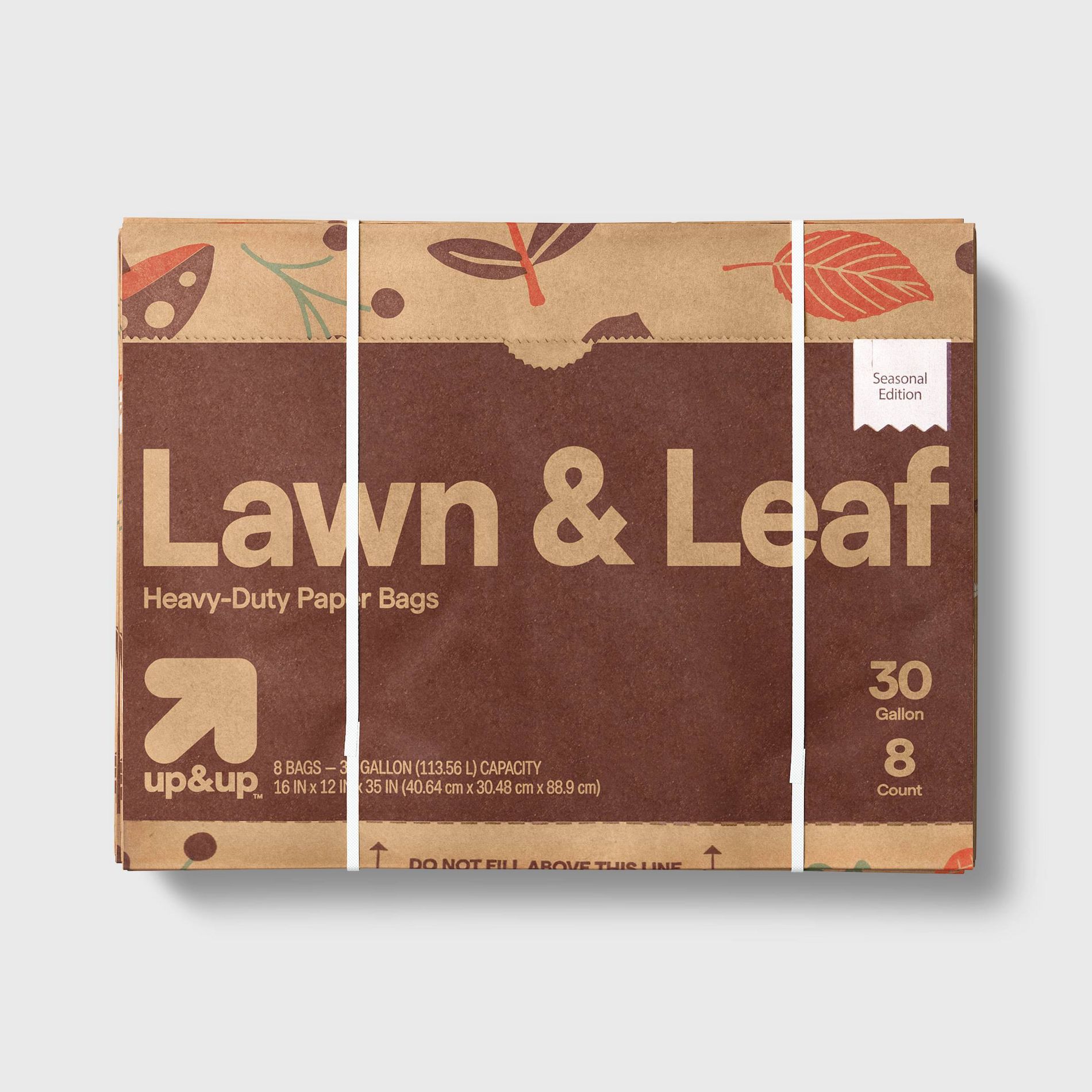 Fall Lawn and Leaf Paper Bags - 30 Gallon - 8ct - up&up™
