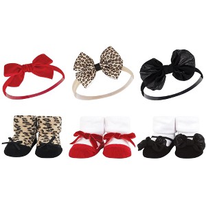 Hudson Baby Infant Girl Headband and Socks Giftset, Red Leopard, One Size - 1 of 4