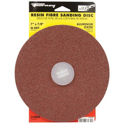 Forney 7 in. Aluminum Oxide Adhesive Sanding Disc 36 Grit 3 pk
