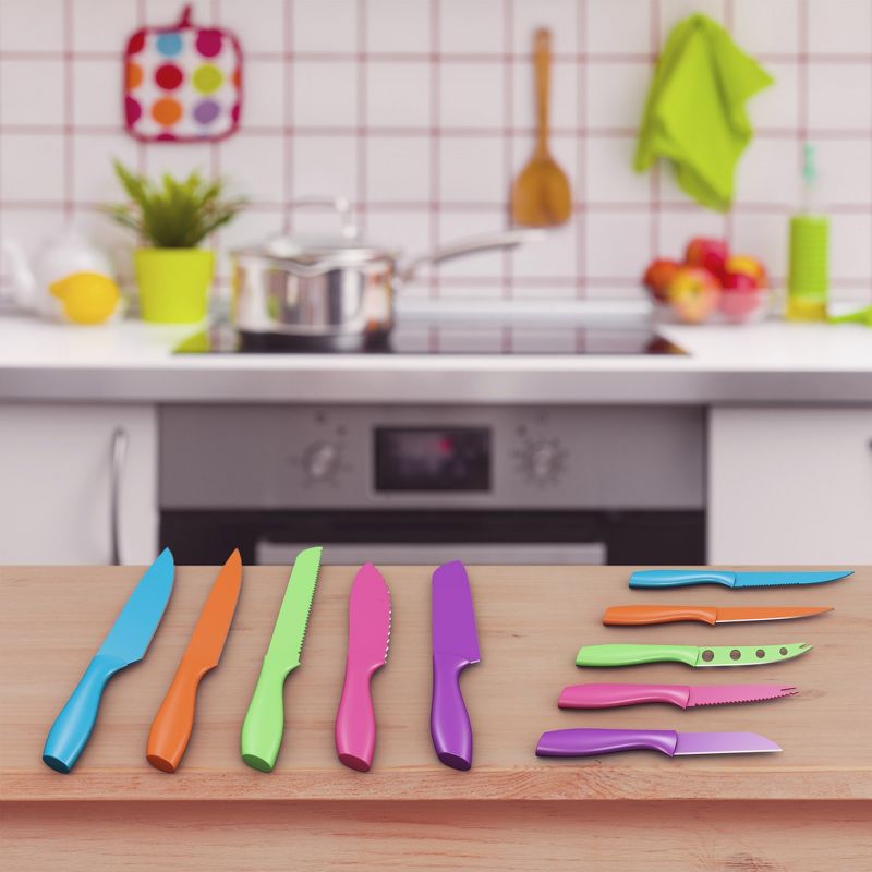 Knife Set - Colorful 10-Piece Stainless-Steel Cutting Knives with 21.5-Inch-Long Magnetic Knife Holder for Storage and Organization by Classic Cuisine, 4 of 7