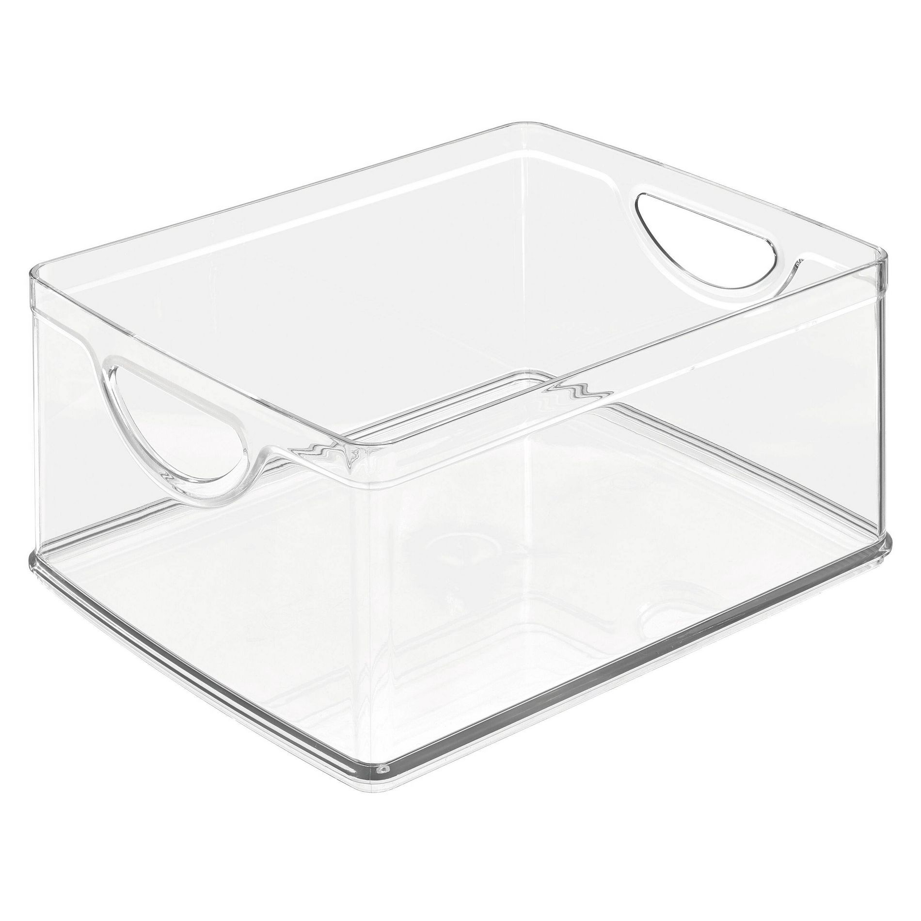 iDESIGN Linus Recycled Plastic Stackable Kitchen Storage Bin with Integrated Handles Clear: Cabinet Organizer, 10"x8"x5"